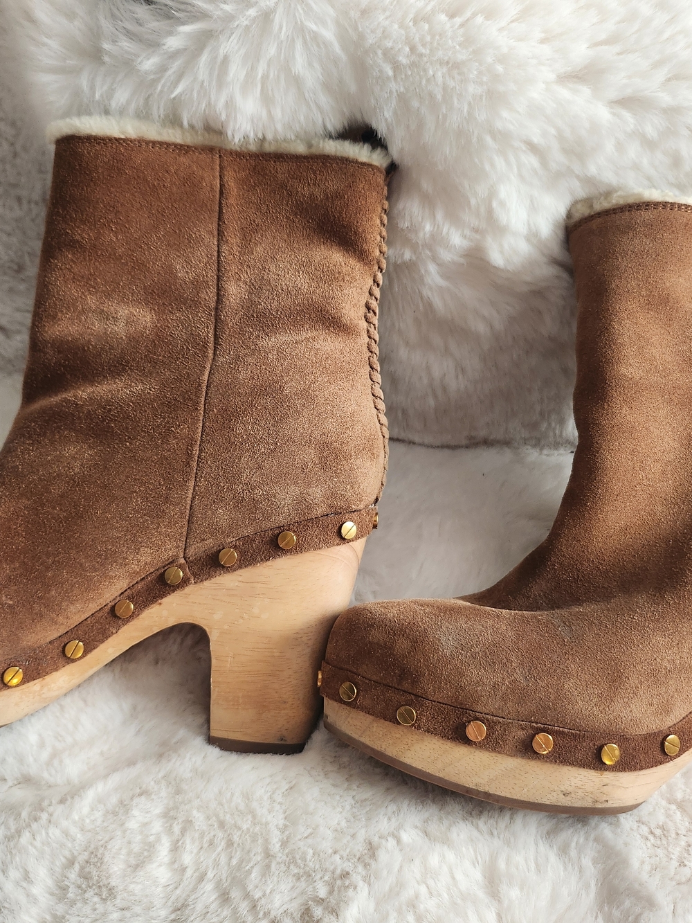 Veronica Beard Brown Suede Studded Platform Booties